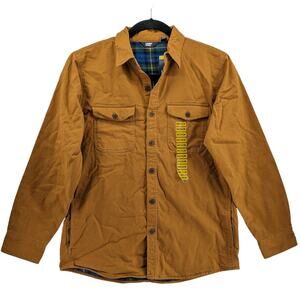 Lands End Flannel Lined Work Shirt Jacket M 38 40 Golden Pecan Button Up Outdoor